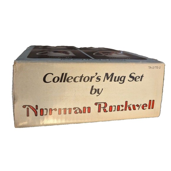 Vintage Norman Rockwell 4 mugs trimmed in 24k gold preowned - Picture 4 of 4